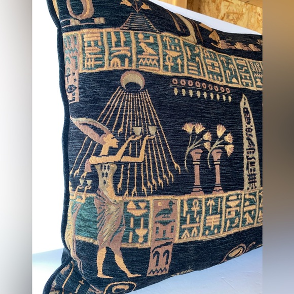 Vintage 90s 2pc Egyptian Tapestry Accent Pillows - Picture 5 of 10